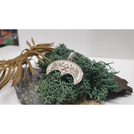 Lunula z symbolem Mokosz - Wisiorek Srebro