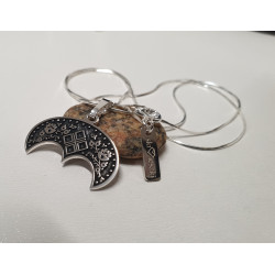 Lunula z symbolem mokosz - Wisiorek Srebro