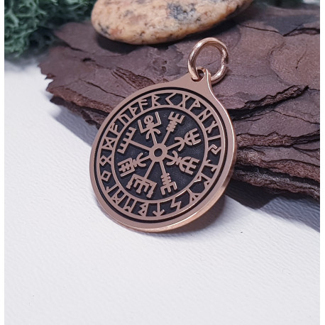 Zawieszka Kompas Wikingów VEGVISIR z brązu - Slavieszki.pl
