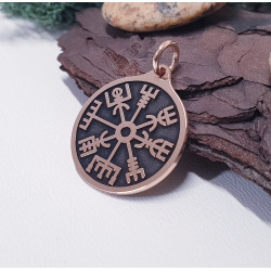 Zawieszka pełna Kompas Wikingów VEGVISIR z brązu - Slavieszki.pl