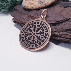 Tarcza Algizowa AEGISHJALMUR z alfabetem runicznym - Zawieszka pełna- Slavieszki.pl